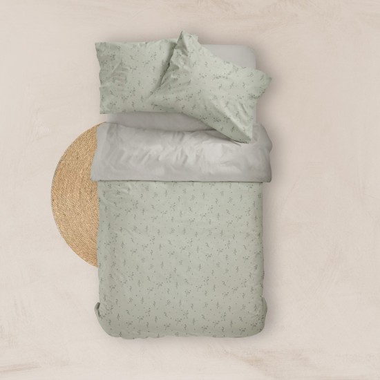 Σεντόνια Εμπριμέ Σετ Campanula Λαδί Υπέρδιπλα - Λαδί - Διάσταση: (2) 240 x 260 cm + (2) 50 x 70 cm