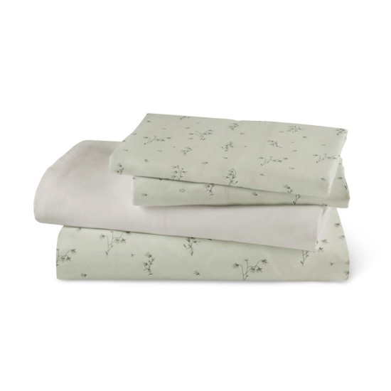 Σεντόνια Εμπριμέ Σετ Campanula Λαδί Υπέρδιπλα - Λαδί - Διάσταση: (2) 240 x 260 cm + (2) 50 x 70 cm