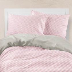 Σεντόνια Εμπριμέ Σετ Diagonal Ροζέ Υπέρδιπλα Με Λάστιχο - Ροζέ - Διάσταση: 220 x 240 cm + 160 x 200 cm + 40 cm + (2) 50 x 70 cm