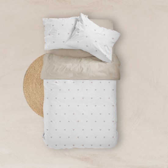 Σεντόνι Mix & Match Hearts Μονό - Μπεζ - Διάσταση: 160 x 240 cm