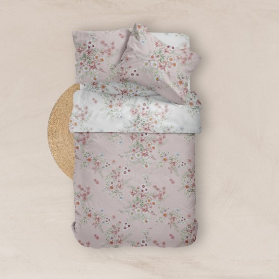 Σεντόνια Εμπριμέ Σετ Jardin Ροζέ Υπέρδιπλα - Ροζέ - Διάσταση: (2) 240 x 260 cm + (2) 50 x 70 cm