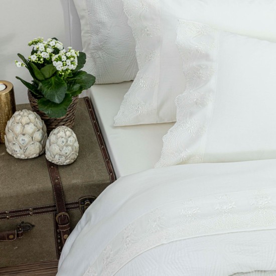 Σεντόνια Με Δαντέλα Σετ Νεφέλη Υπέρδιπλα - Εκρού - Διάσταση: (2) 240 x 280 cm + (2) 50 x 70 cm