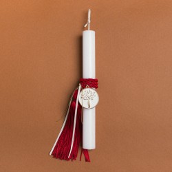 Beauty Home ΛΑΜΠΑΔΑ 33cm ΚΟΚΚΙΝΗ ΦΟΥΝΤΑ ΚΑΙ ΔΕΝΤΡΟ ΖΩΗΣ ΛΕΥΚΟ ΣΕ ΣΥΣΚΕΥΑΣΙΑ ΔΩΡΟΥ