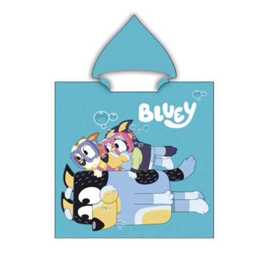 Παιδικό Πόντσο Microfiber Bluey - Τυρκουάζ - Διάσταση: 55 x 110 cm