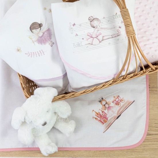 Πάνα Αγκαλιάς Φανελένια Για Κορίτσι - Λευκό - Διάσταση: 80 x 80 cm