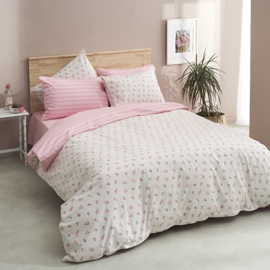 Παπλωματοθήκη μονή 160x240εκ. Salonica  Άνοιξη (ροζ)