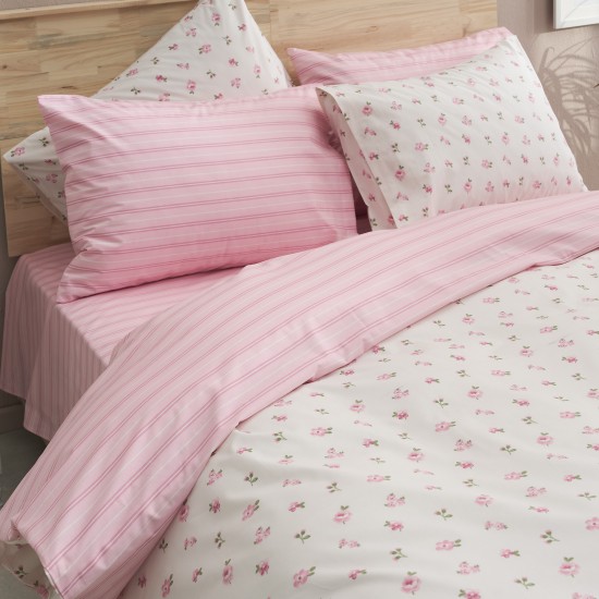 Παπλωματοθήκη μονή 160x240εκ. Salonica  Άνοιξη (ροζ)