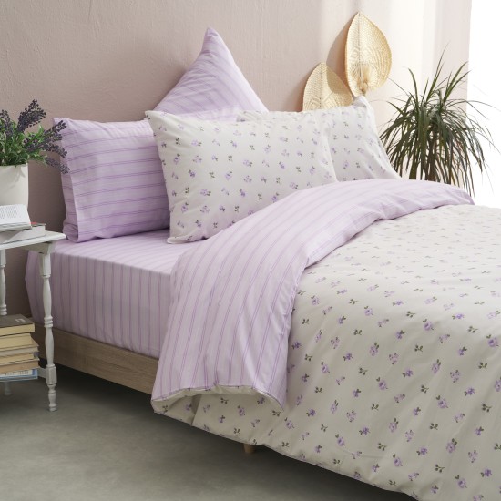 Μαξιλαροθήκες Salonica Άνοιξη (λιλά) σχέδιο πανωσέντονο