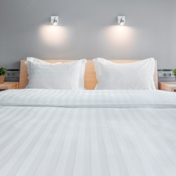 Beauty Home Παπλωματοθήκη King Size ξενοδοχείου Silky Percal Pennie Art Ε1027 250TC Satin Stripe 100% Cotton Λευκό 270x250+30