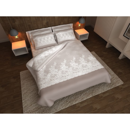 Σετ διπλό 200x260εκ. Cotton stories Ρομαντικό (μπεζ)