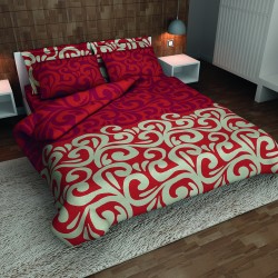 Σετ υπέρδιπλο 220x260εκ. Cotton stories Χρύσα (κόκκινο)