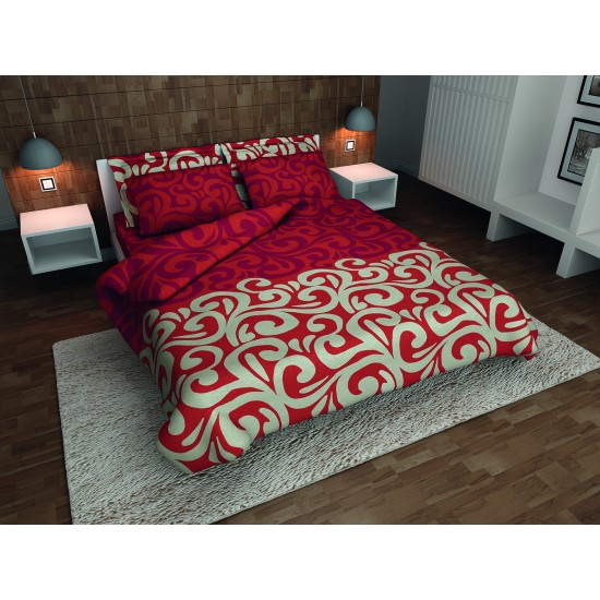 Σετ υπέρδιπλο 220x260εκ. Cotton stories Χρύσα (κόκκινο)