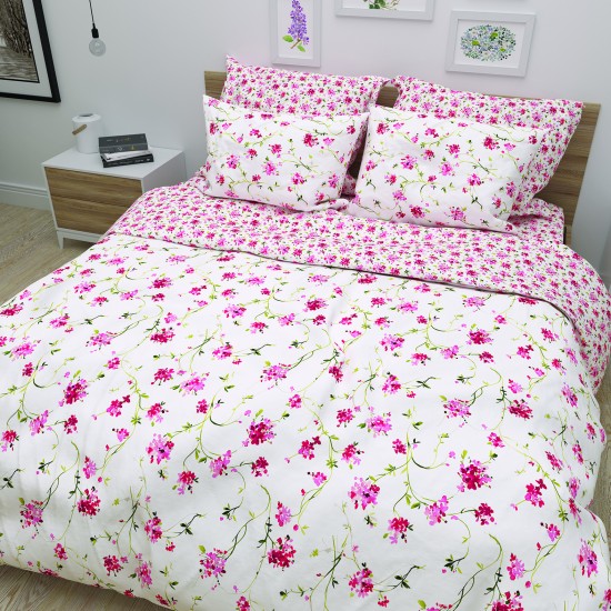 Σετ υπέρδιπλο 220x260εκ. Cotton stories Πασχαλιά (φούξια)