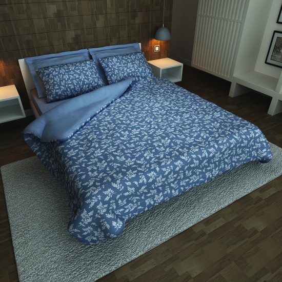 Σετ υπέρδιπλο 220x260εκ. Cotton stories Βελανιδιά (μπλε)