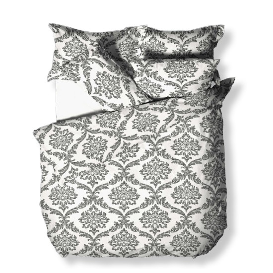 Σετ υπέρδιπλο 220x260εκ. Cotton stories Rococo (μαύρο)