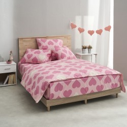 Σετ υπέρδιπλο 240x260εκ. Salonica Love (ροζ)