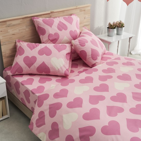Σετ υπέρδιπλο 240x260εκ. Salonica Love (ροζ)