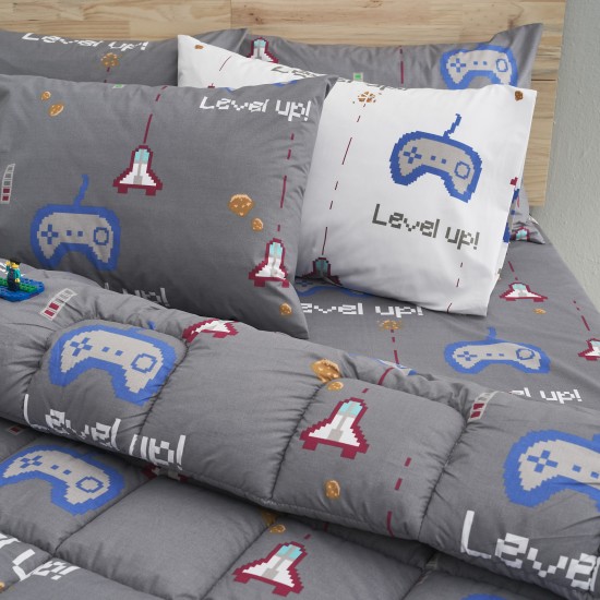 Παπλωματοθήκη μονή 160x240εκ. Salonica Mindcraft (γκρι)