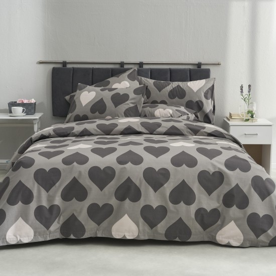 Σετ υπέρδιπλο 240x260εκ. Salonica Love (γκρι)