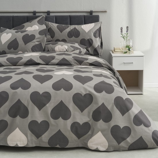 Σετ υπέρδιπλο 240x260εκ. Salonica Love (γκρι)