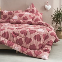 Παπλωματοθήκη μονή 160x240εκ. Salonica Love (κόκκινο)