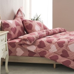 Παπλωματοθήκη μονή 160x240εκ. Salonica Love (κόκκινο)