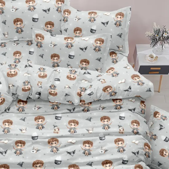 Παπλωματοθήκη Σετ Wizard Moνή - Γκρι - Διάσταση: 160 x 240 cm + 50 x 70 cm