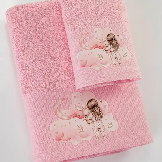 Πετσέτες Σετ 2ΤΜΧ Goodnight Ροζ - Ροζ - Διάσταση: 70 x 120 / 30 x 50 cm