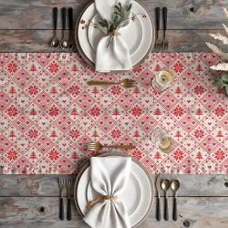 Καρέ Χριστουγεννιάτικο Feliz - Μπεζ - Διάσταση: 90 x 90 cm