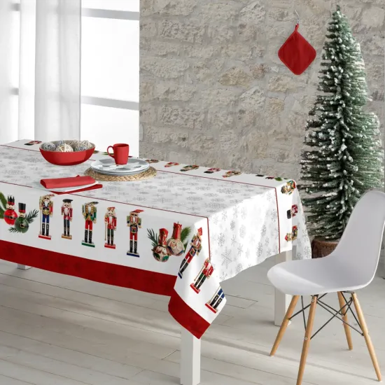 Καρέ Χριστουγεννιάτικο Nutcracker - Εκρού - Διάσταση: 90 x 90 cm