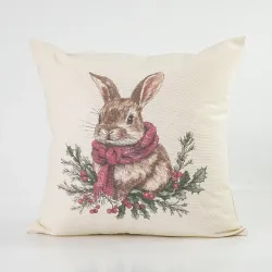 Μαξιλάρι Διακοσμητικό Χριστουγεννιάτικο Printed Σχέδιο 100 - Εκρού - Διάσταση: 45 x 45 cm