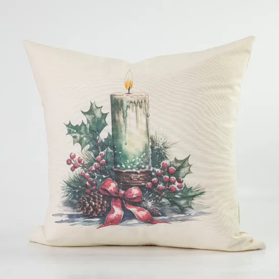 Μαξιλάρι Διακοσμητικό Χριστουγεννιάτικο Printed Σχέδιο 102 - Εκρού - Διάσταση: 45 x 45 cm