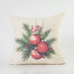 Μαξιλάρι Διακοσμητικό Χριστουγεννιάτικο Printed Σχέδιο 103 - Εκρού - Διάσταση: 45 x 45 cm