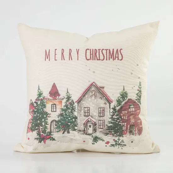 Μαξιλάρι Διακοσμητικό Χριστουγεννιάτικο Printed Σχέδιο 104 - Εκρού - Διάσταση: 45 x 45 cm
