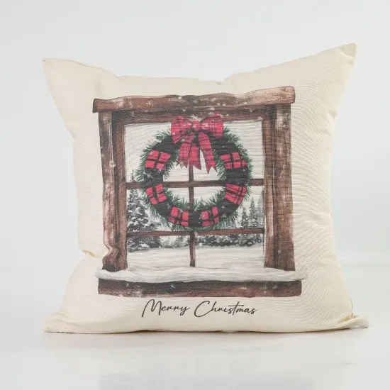 Μαξιλάρι Διακοσμητικό Χριστουγεννιάτικο Printed Σχέδιο 106 - Εκρού - Διάσταση: 45 x 45 cm