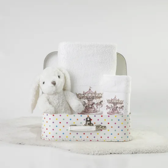 Πετσέτες Σετ 2ΤΜΧ Carousel Λευκό-Ροζ - Λευκό-Ροζ - Διάσταση: 70 x 120 / 30 x 50 cm