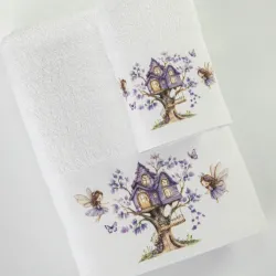 Πετσέτες Σετ 2ΤΜΧ Magic Garden Λευκό - Λευκό - Διάσταση: 70 x 120 / 30 x 50 cm