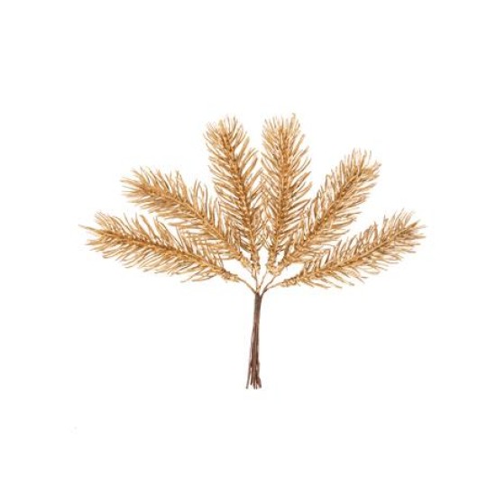 Beauty Home 6 κλαδιά έλατου σε κλαδί ματ χρυσό 17 cm