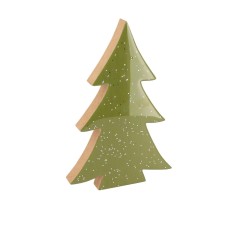 Beauty Home Έλατο ξύλινο πράσινο λούστρο με ασημί γκλίτερ 12 x 18 x 2 cm