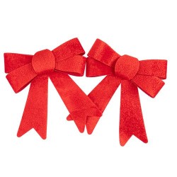 Beauty Home Σετ 2 Βελούδινων Κόκκινων Φιογκών με Γκλίτερ 15 x 17 cm