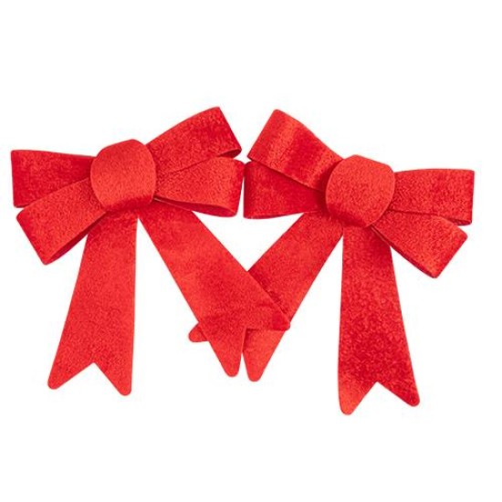 Beauty Home Σετ 2 Βελούδινων Κόκκινων Φιογκών με Γκλίτερ 15 x 17 cm