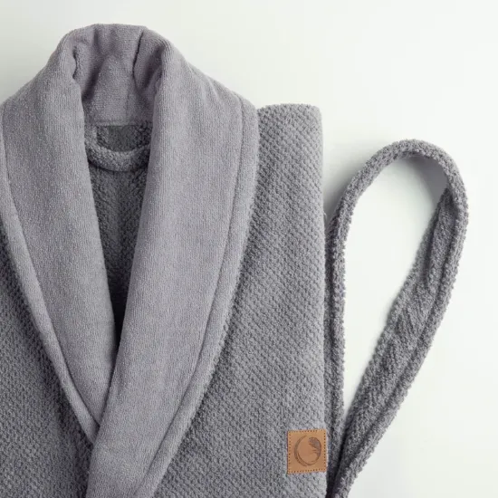 Μπουρνούζι Ενηλίκων Με Γιακά Lava Γκρι - Γκρι - Διάσταση: XL