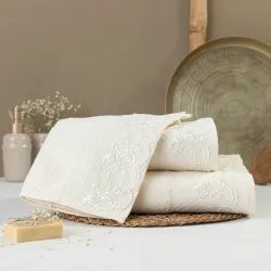 Πετσέτες Σετ 3ΤΜΧ Ηλέκτρα - Εκρού - Διάσταση: 70 x 140 / 50 x 90 / 30 x 50 cm