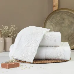 Πετσέτες Σετ 3ΤΜΧ Ηλέκτρα - Εκρού - Διάσταση: 70 x 140 / 50 x 90 / 30 x 50 cm