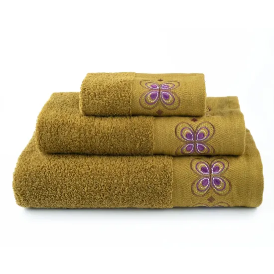 Πετσέτες Σετ 3ΤΜΧ Petalouda - Τερακότα - Διάσταση: 70 x 140 / 50 x 90 / 30 x 50 cm