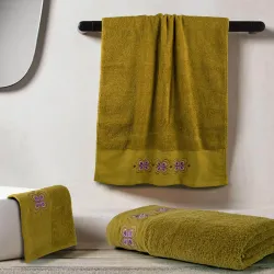 Πετσέτες Σετ 3ΤΜΧ Petalouda - Λαδί - Διάσταση: 70 x 140 / 50 x 90 / 30 x 50 cm