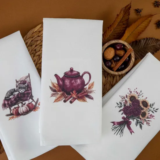 Ποτηρόπανα Κουζίνας Sunflower Σετ 3ΤΜΧ - Λευκό - Διάσταση: (3) 50 x 70 cm