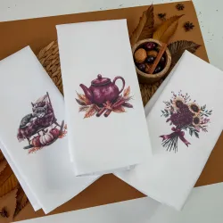 Ποτηρόπανα Κουζίνας Sunflower Σετ 3ΤΜΧ - Λευκό - Διάσταση: (3) 50 x 70 cm