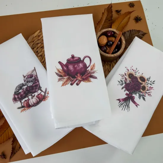 Ποτηρόπανα Κουζίνας Sunflower Σετ 3ΤΜΧ - Λευκό - Διάσταση: (3) 50 x 70 cm