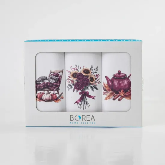 Ποτηρόπανα Κουζίνας Sunflower Σετ 3ΤΜΧ - Λευκό - Διάσταση: (3) 50 x 70 cm